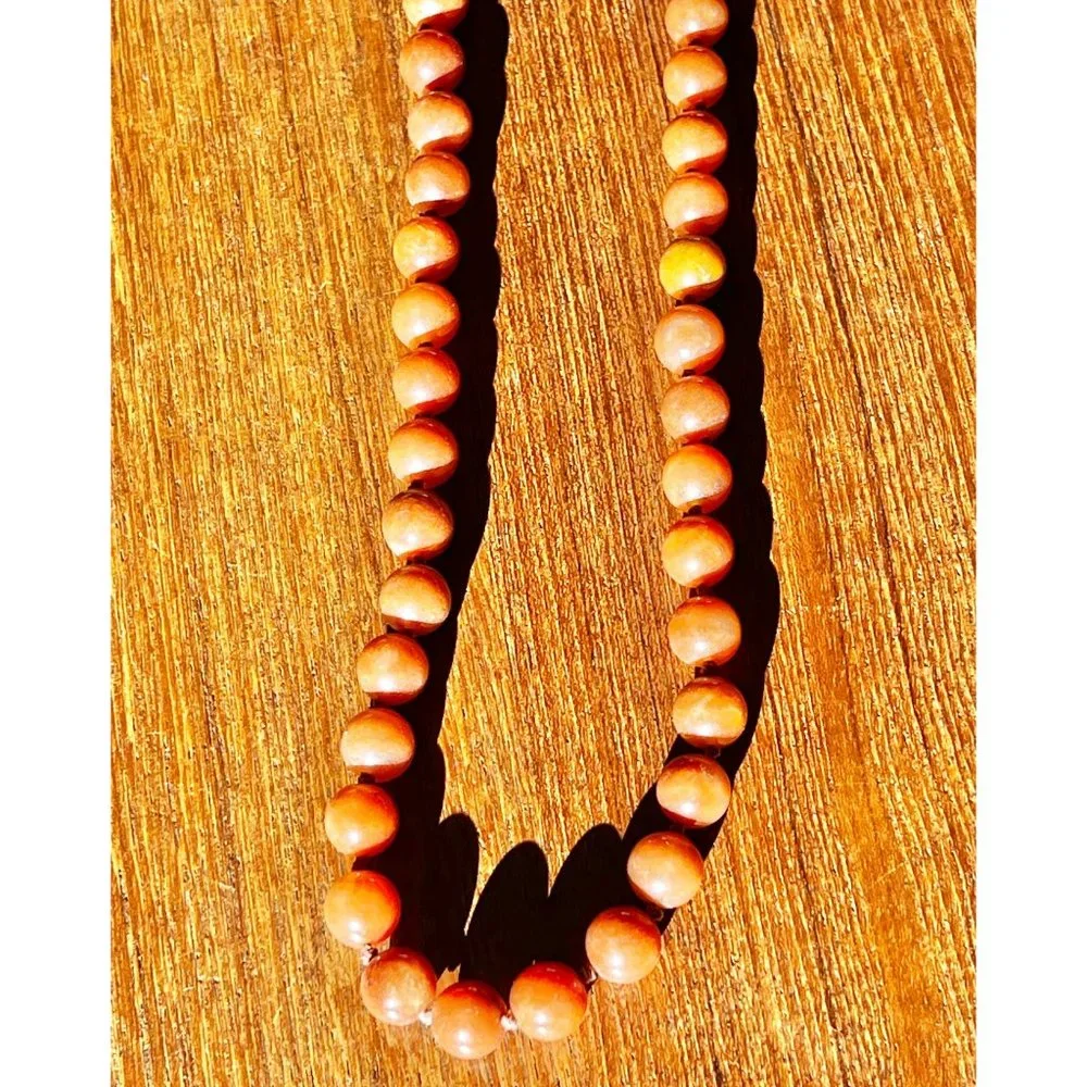 Goldstone Beaded Necklace 38" Long Round Polished Beads With Warm Brown Tones - Picture 3 of 9